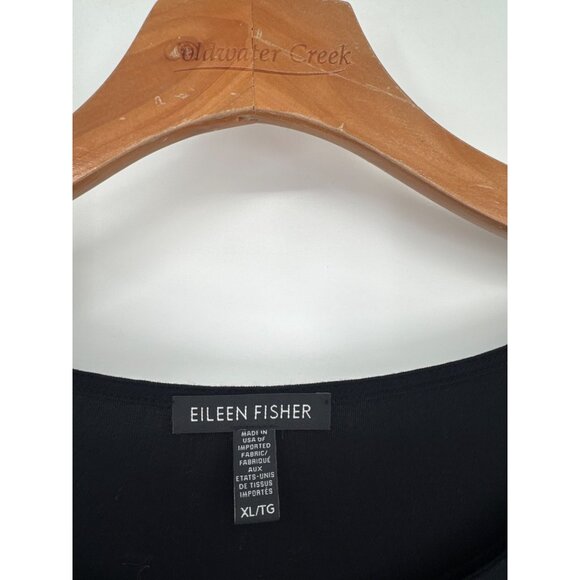 Eileen Fisher Womens Black Asymmetrical Long Sleeve Tunic Top Size XL - Picture 2 of 4